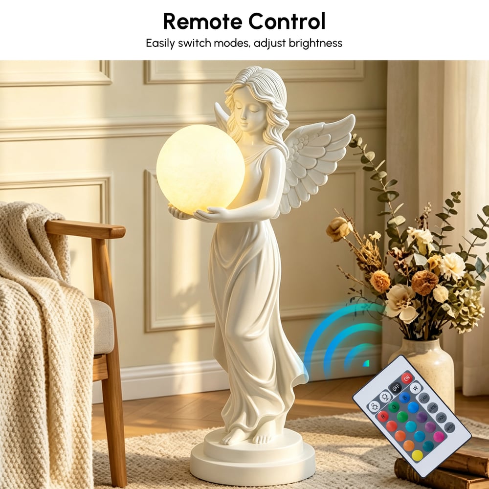 Angel Statue with Decorative Light Globe & Remote Control window image