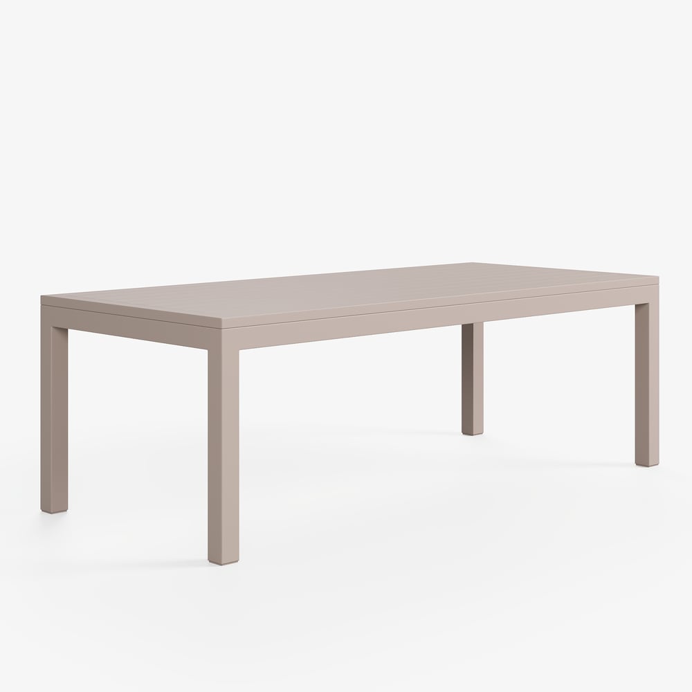 Wevara 104" Sand-Finished Aluminum Slatted Outdoor Dining Table in Sand window image