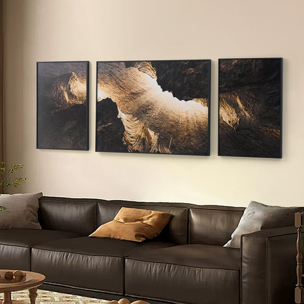 3-Piece Framed Abstract Canvas Wall Art Set with Black Aluminium Frames window image