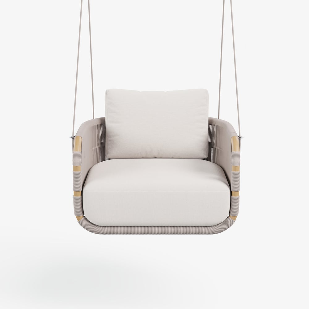 Costra Aluminum and Handwoven Rope Patio Hanging Swing Chair Single Seater window image