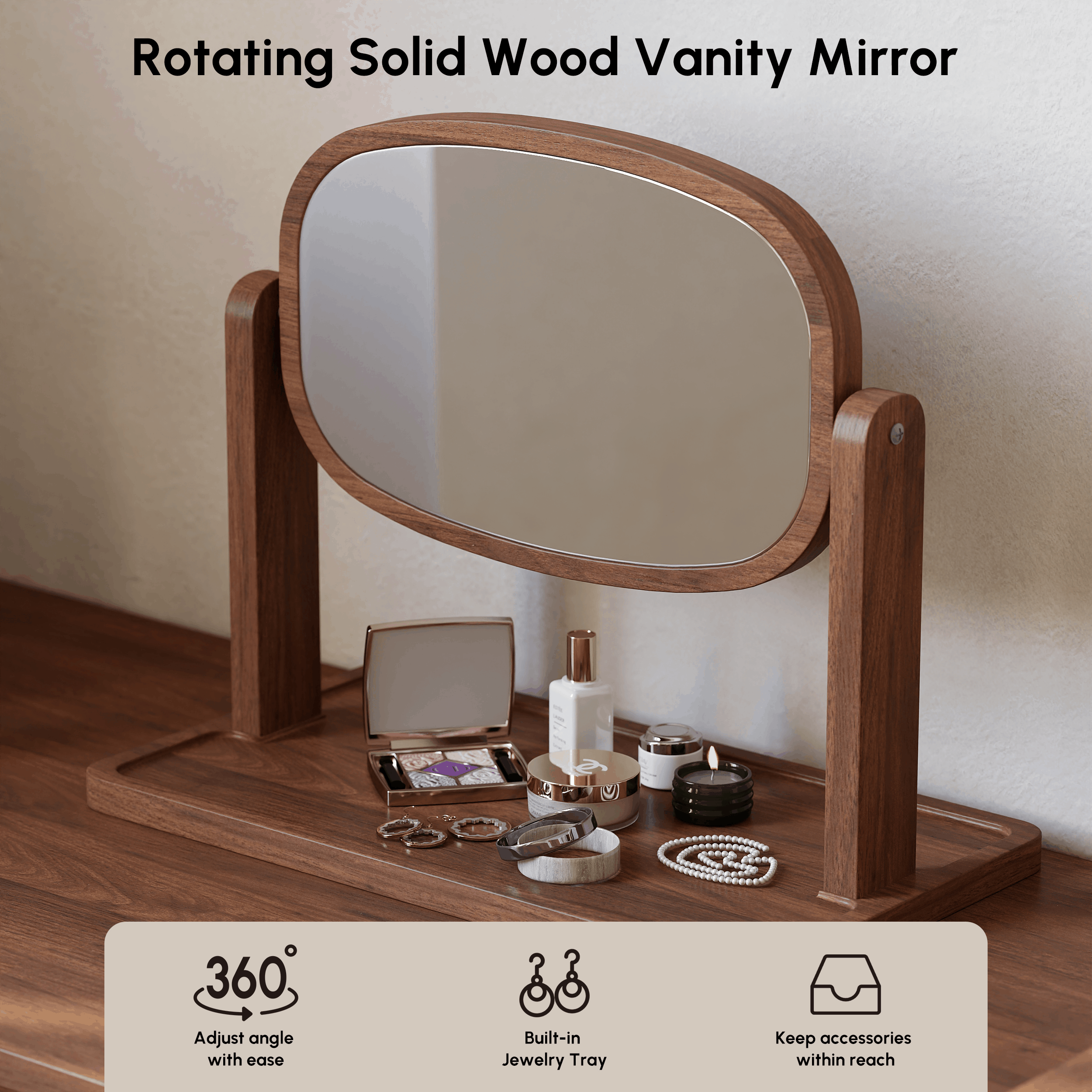 Panvyr Wooden Extendable L-Shaped Makeup Vanity Dresser with Vanity Mirror (49"–94") window image