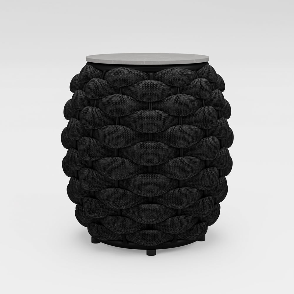 Cocaro Outdoor Rope-Woven Side Table with Storage & Slate Top in Dark Gray window image