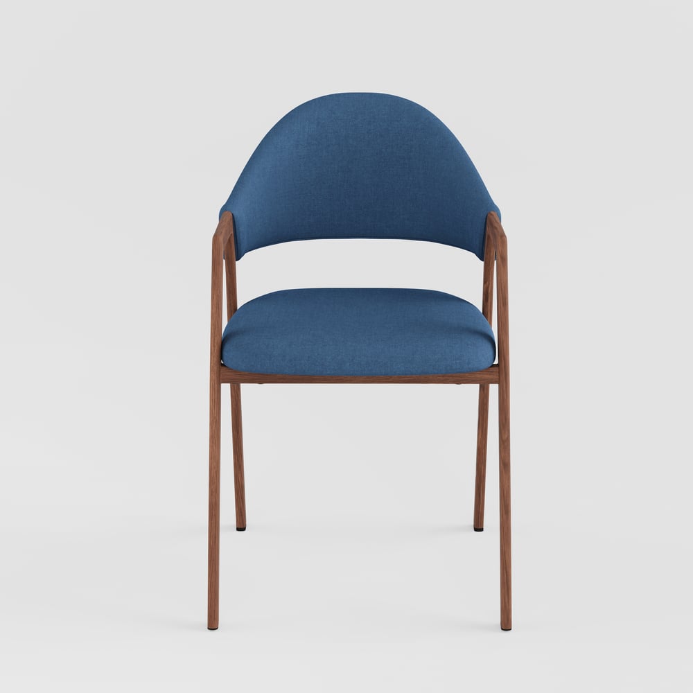 Modern Blue Linen Dining Chair with Upholstered, 2 Pieces window image