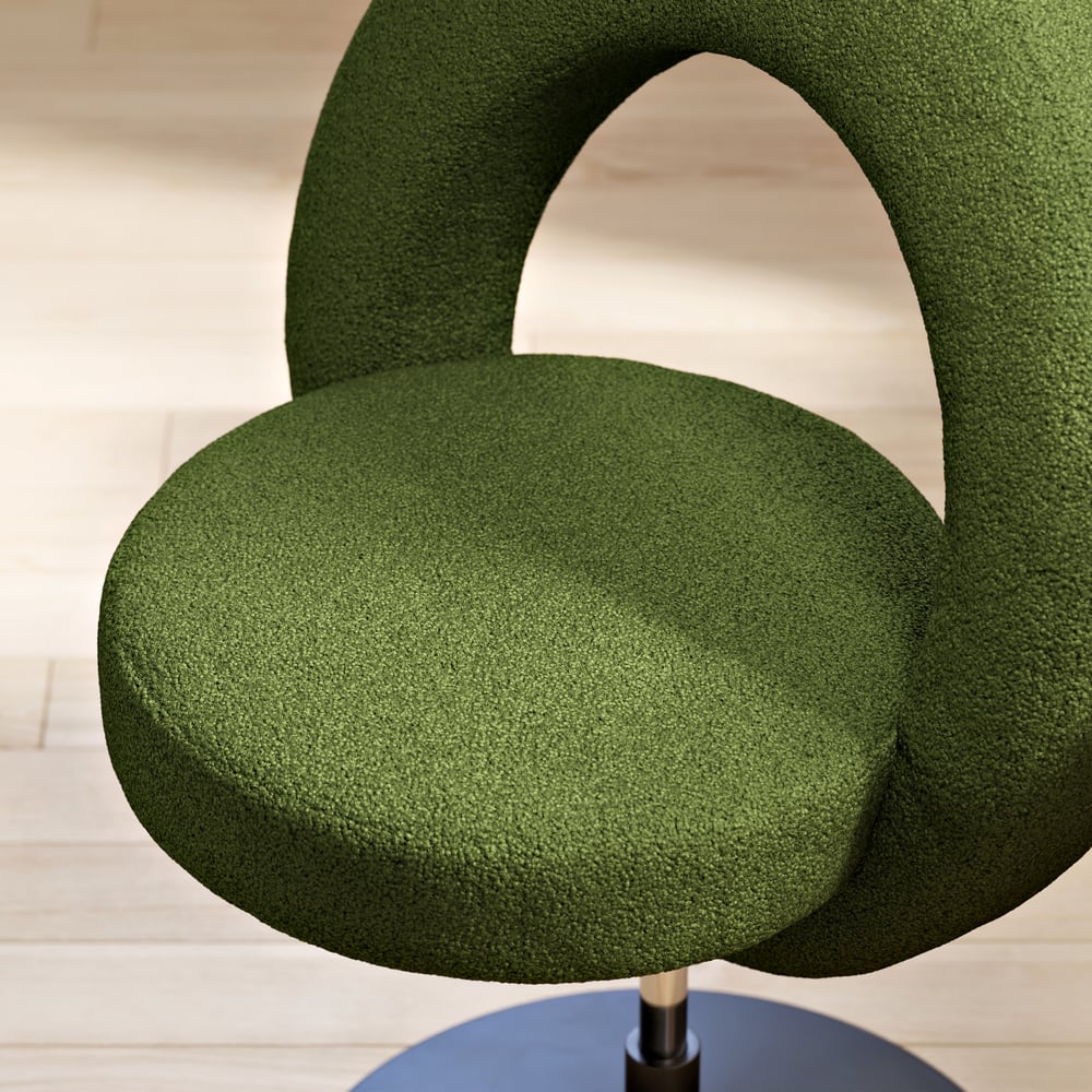 Modern Bouclé Adjustable Vanity Stool with Backrest window image