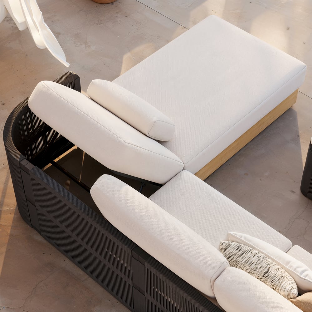 Costra Woven Outdoor Sectional Sofa Set with Adjustable Reclining Chaise and Coffee Table Black window image