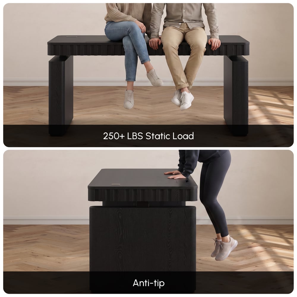 Aura 160 cm Black Fluted Electric Adjustable Standing Desk window image