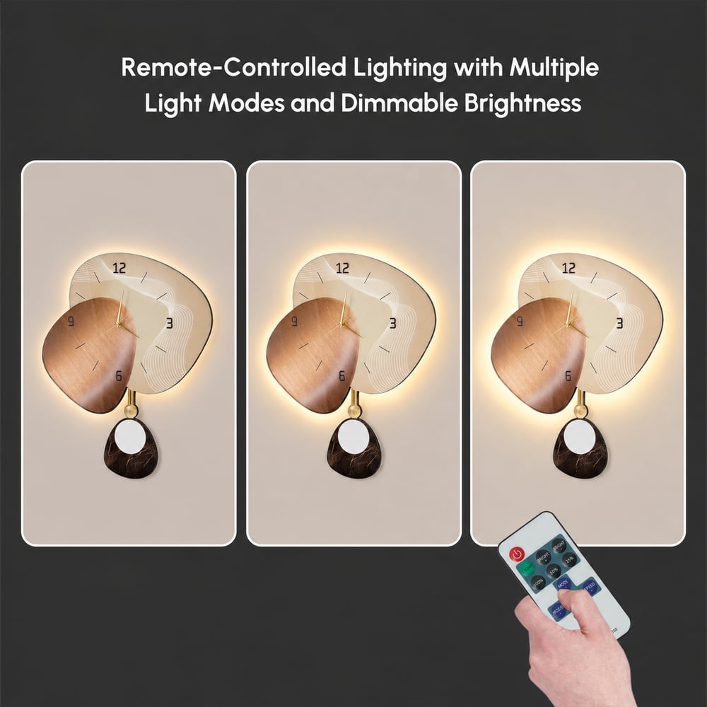 Horloge murale LED 60,96 cm (24 pouces) avec rétroéclairage dimmable, plusieurs modes d'éclairage et télécommande image de fenêtre
