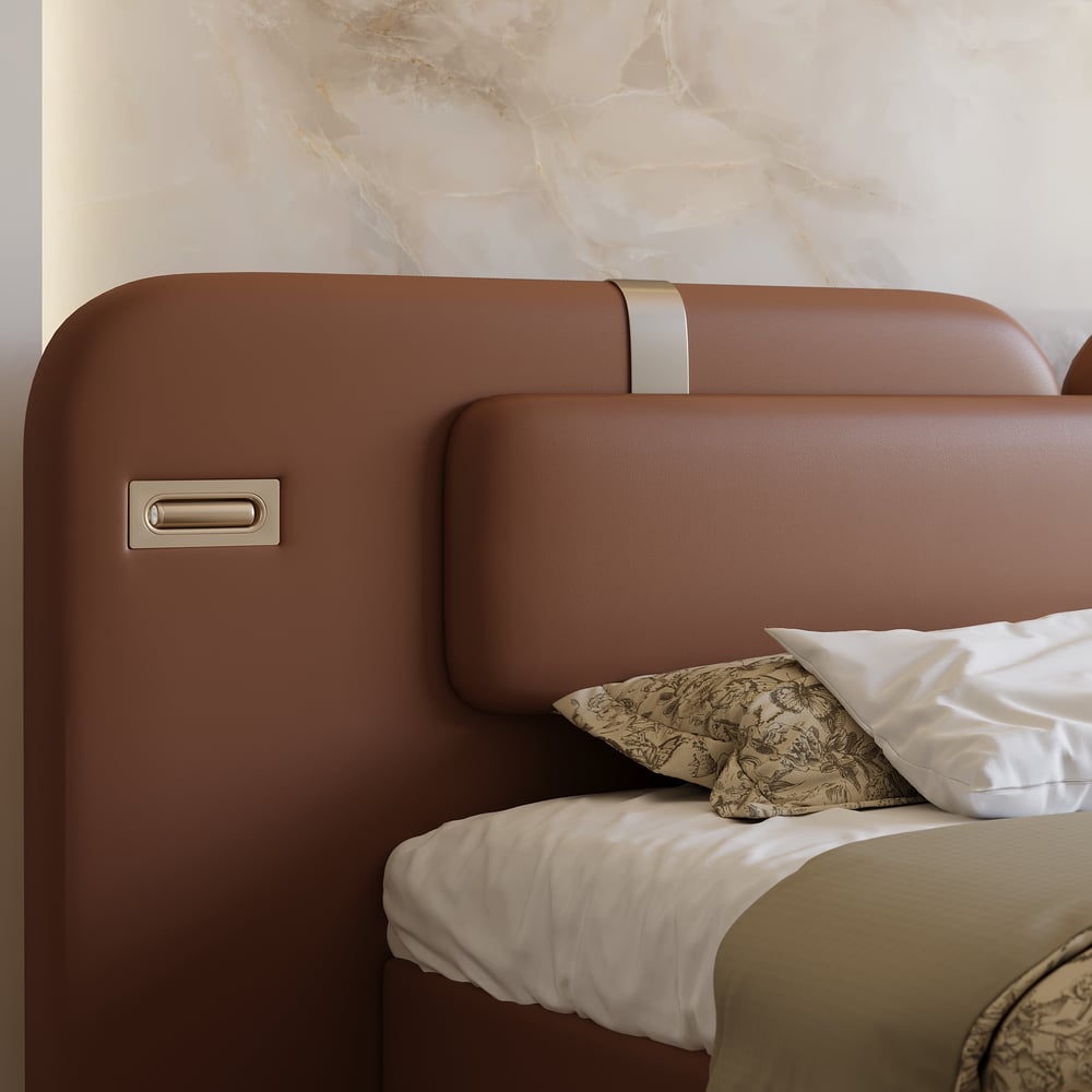 Horva King Faux Leather Platform Bed window image