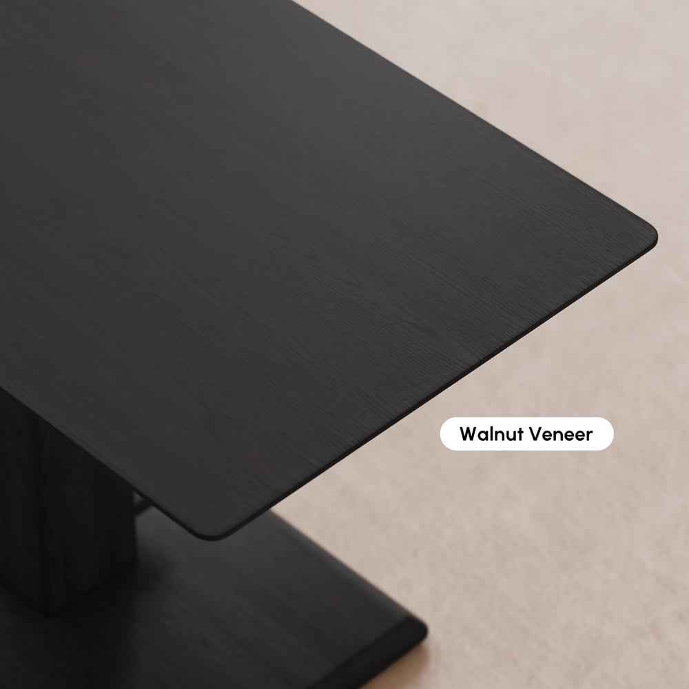 Table basse moderne de 119 cm en placage de bois noir, réglable en hauteur avec commande au pied image de fenêtre