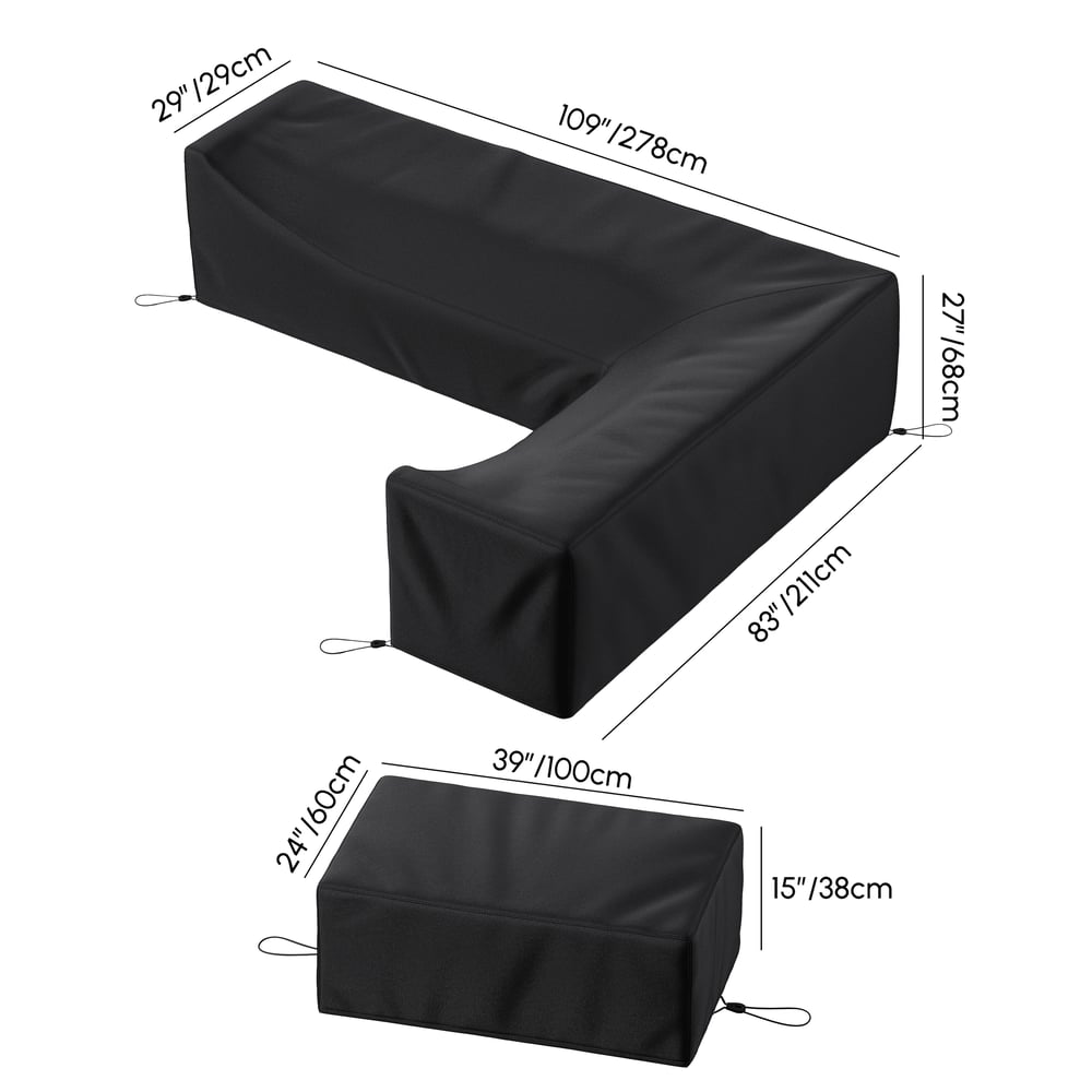 Fencura 600D Tough Canvas Waterproof Outdoor Patio Furniture Set Covers weights dimensions image
