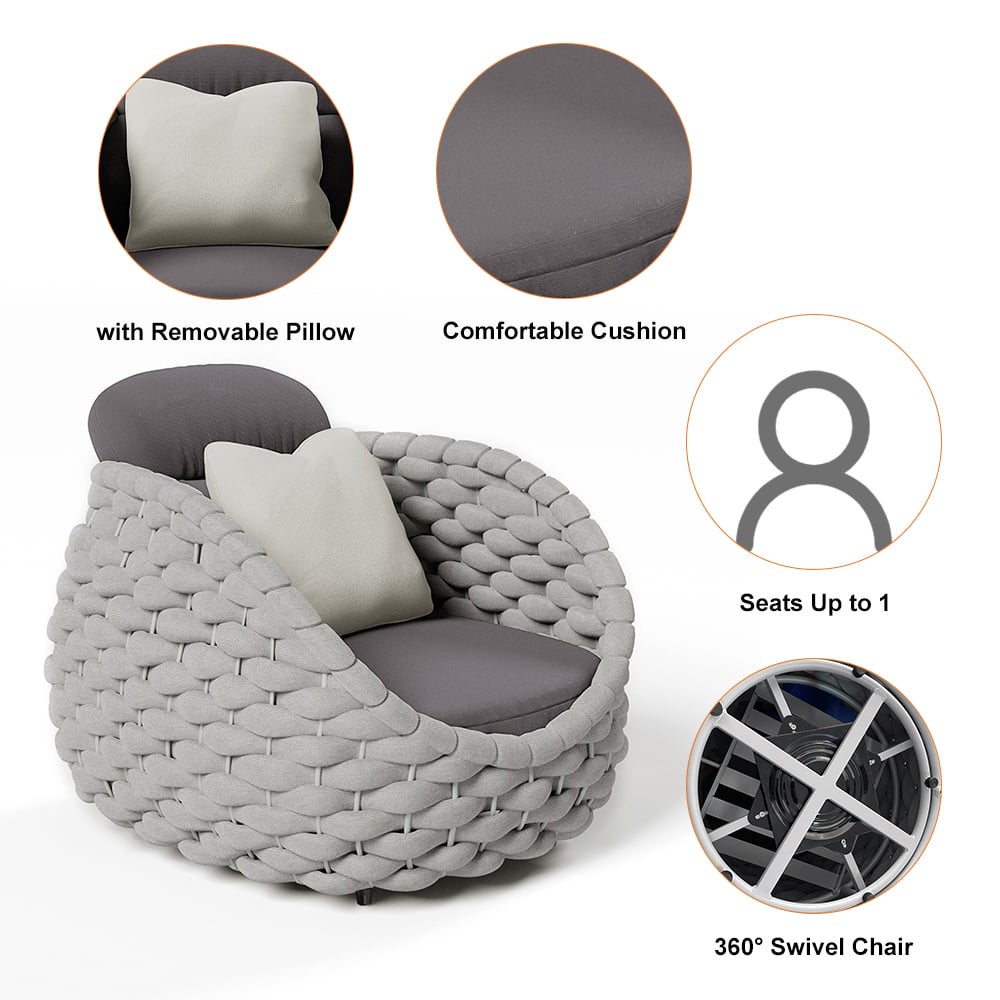 Cocaro 5-Piece Winter Outdoor Smokeless Fire Pit Sofa Set with Coffee Table and Chairs window image