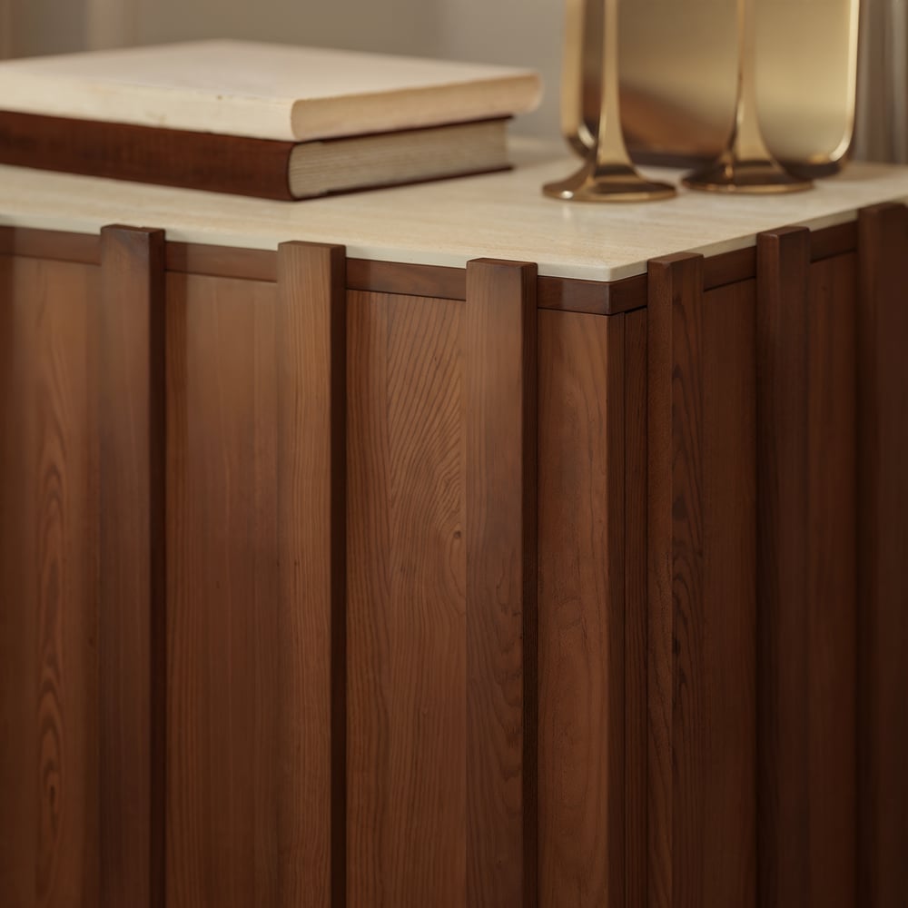 Aura Walnut Ash Wood Led Nightstand with Charging Station, Set of 2 window image