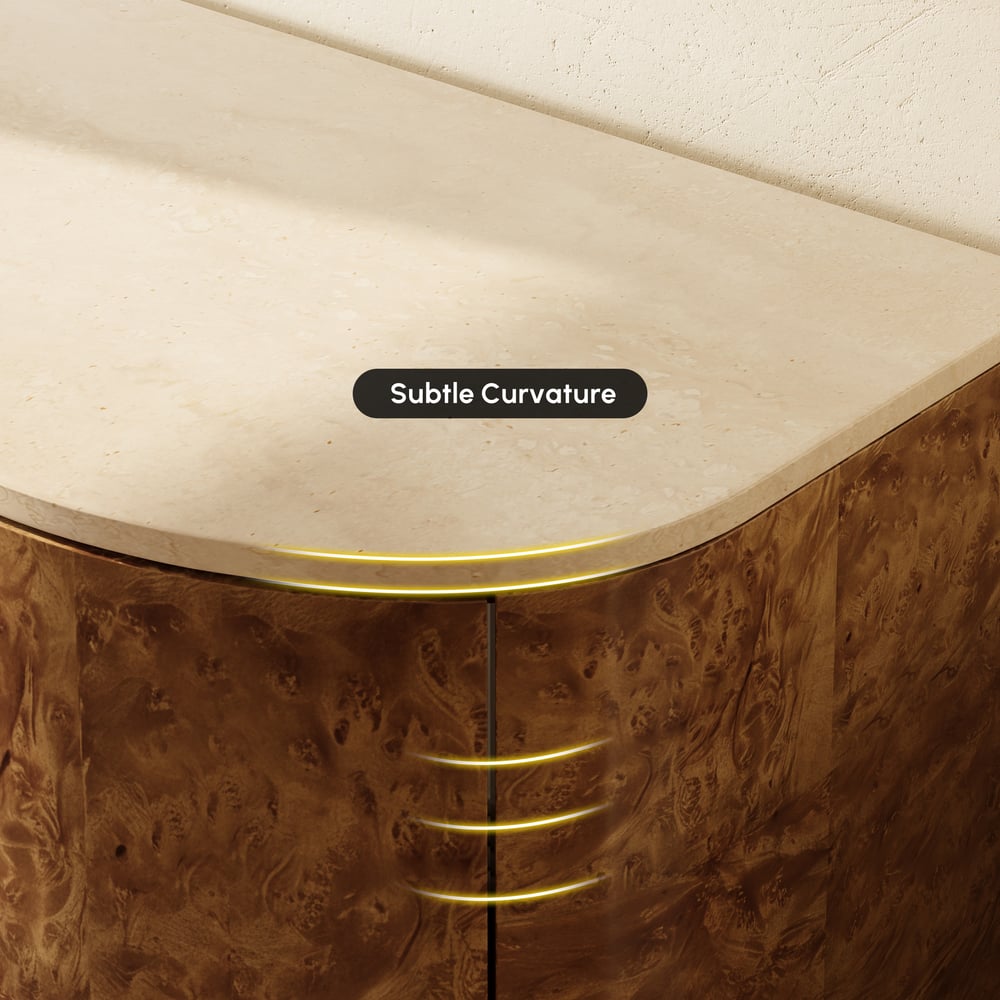 Modern 63" Burl Wood Sideboard with Sintered Stone Top window image