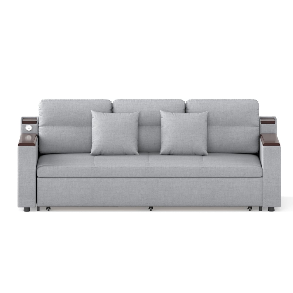 Canapé convertible 3 places en coton et lin avec rangement, 210 cm image de fenêtre