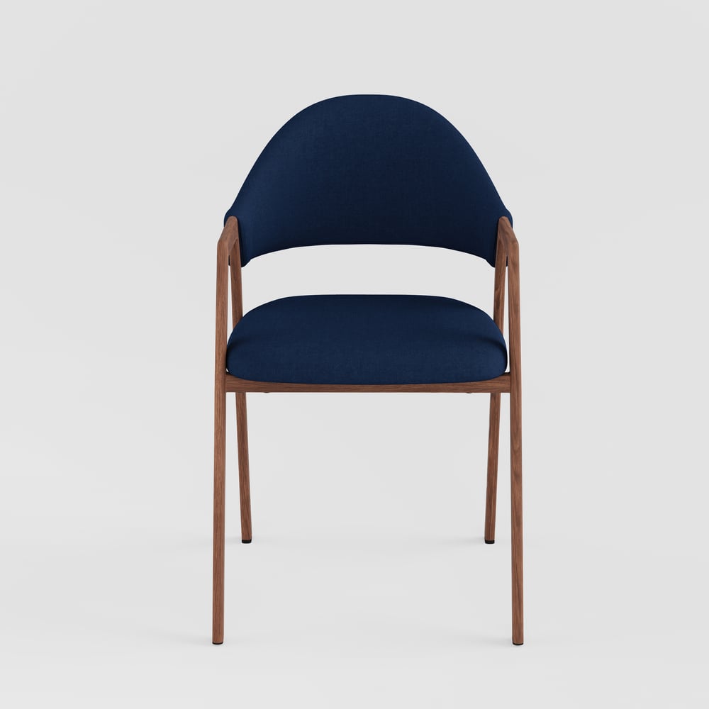 Modern Blue Linen Dining Chair with Upholstered, 2 Pieces window image