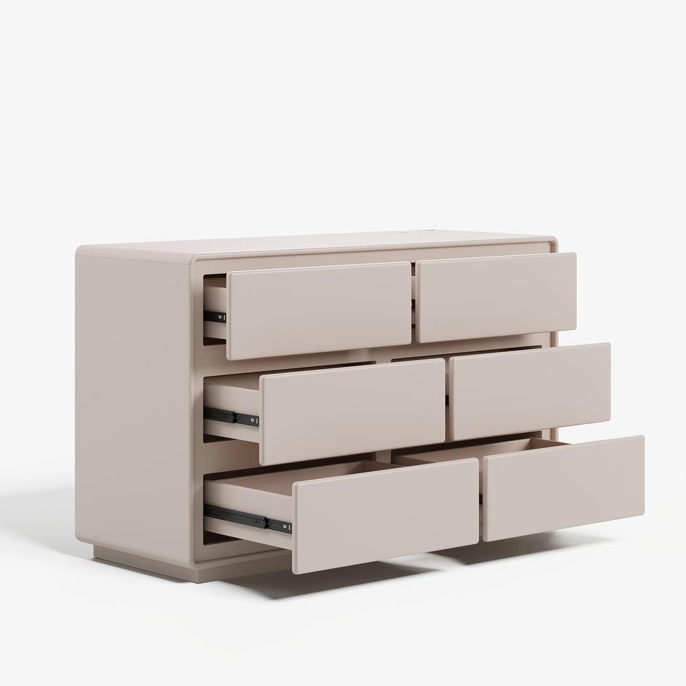 Modern 47" 6-Drawer Dresser with Light and Charging Station window image