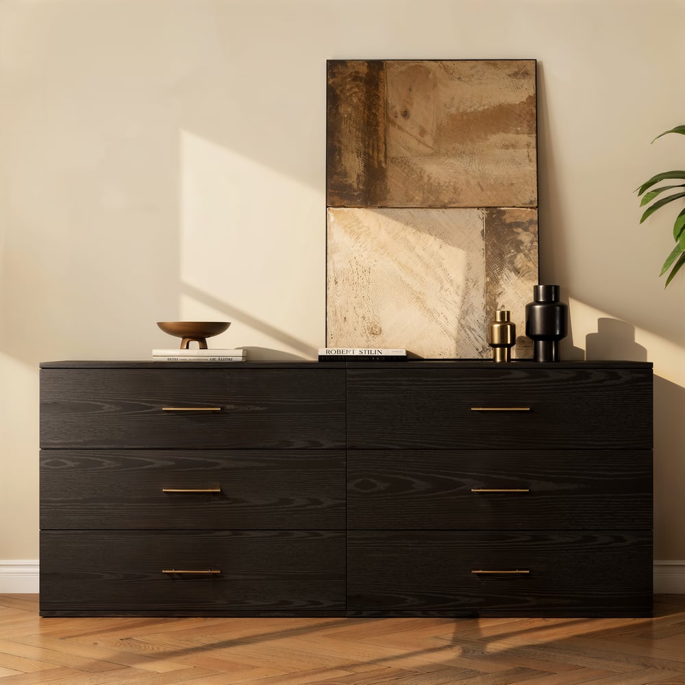 Arune 63" TV Stand with 6 Drawers Storage Chests window image