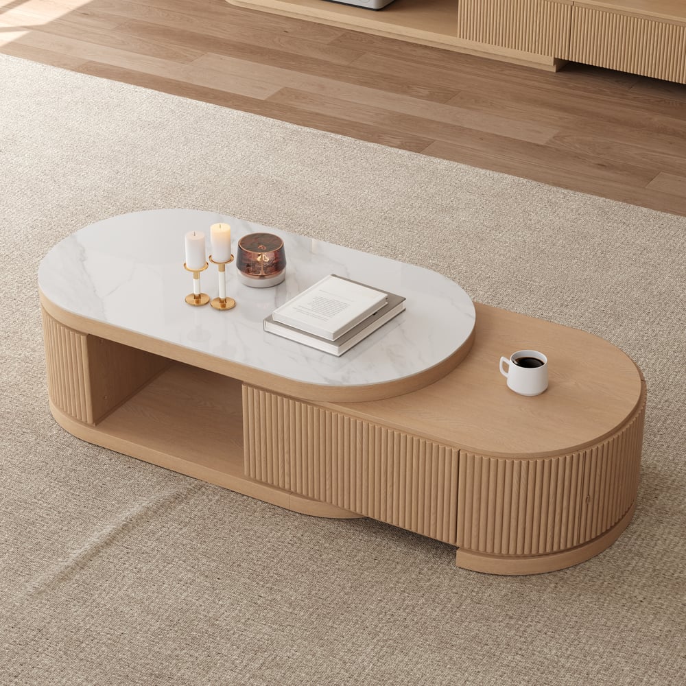Velar 47"-67" Extendable Coffee Table with Sintered Stone Top and Storage window image