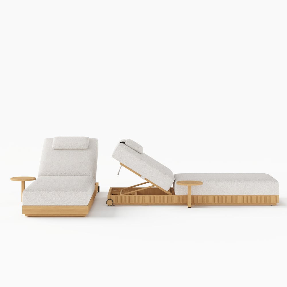 Outdoor Aluminum Adjustable Fluted Lounge Chaise in Warm White window image