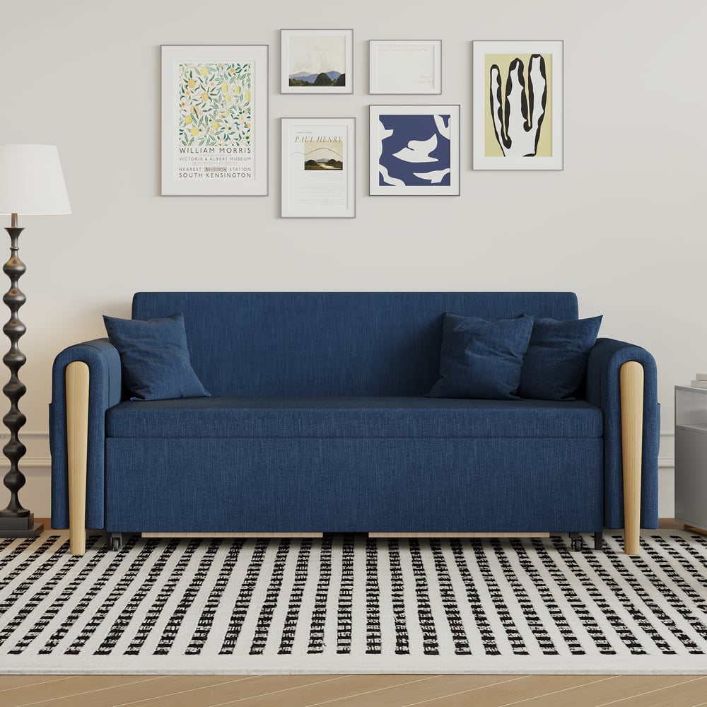 72" Full 2-Seater Linen Convertible Sleeper Sofa window image