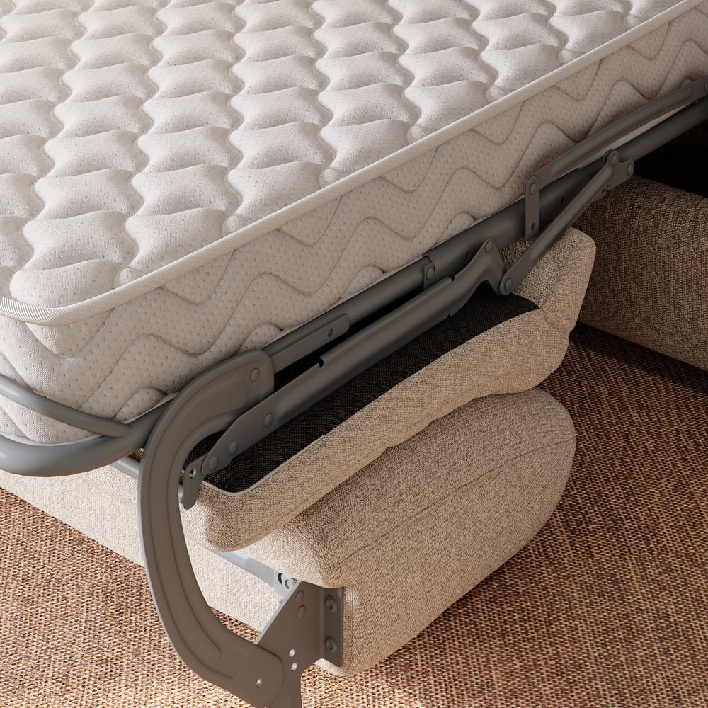 Sofá-cama de chenille com desempenho moderno Imagem da janela