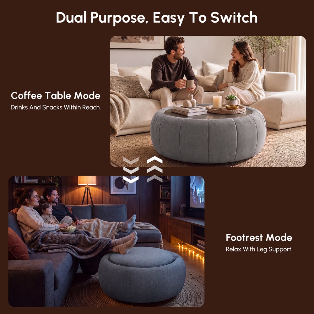 99cm Performance Chenille Multi-Functional Ottoman With Storage And Coffee Table In One window image