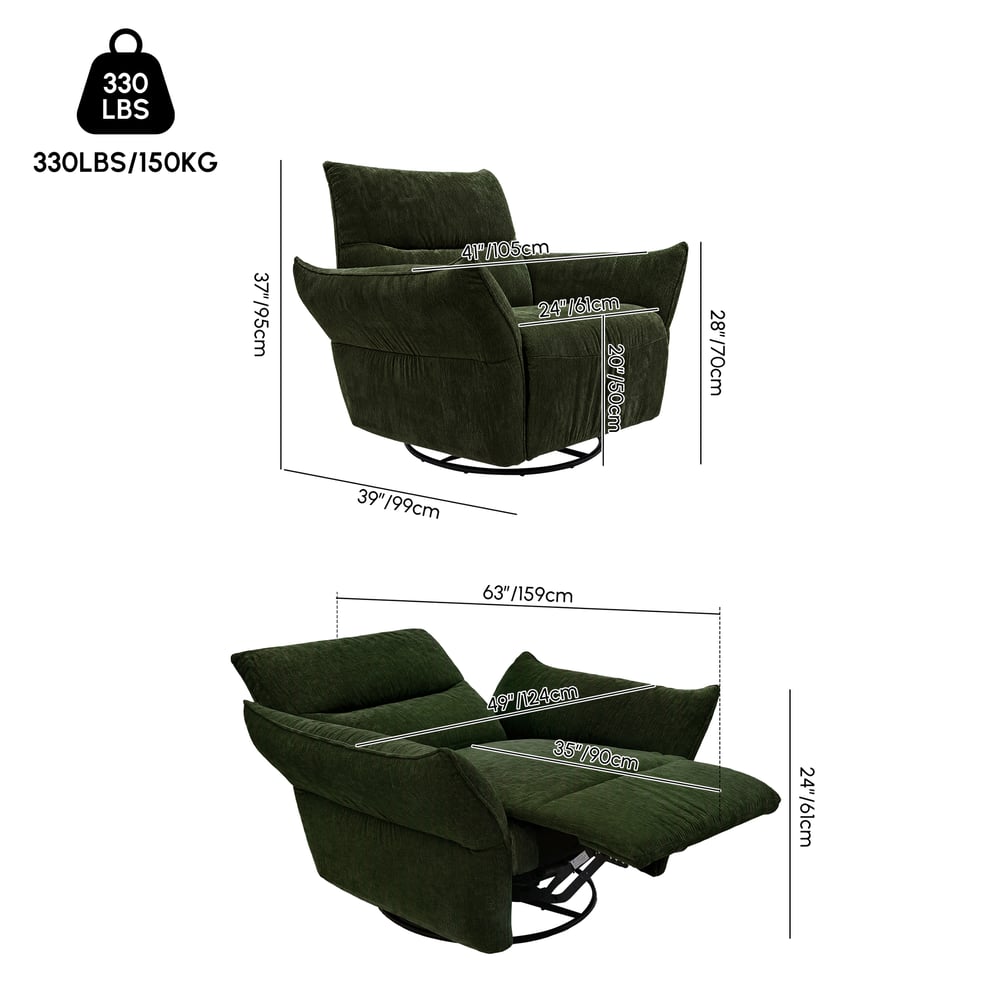 Florvia Chenille Dual-Motor Reclining Lounge Chair weights dimensions image