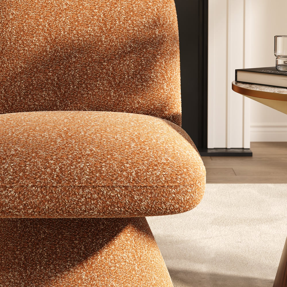 18" Performance Boucle Upholstered Swivel Slipper Accent Chair window image