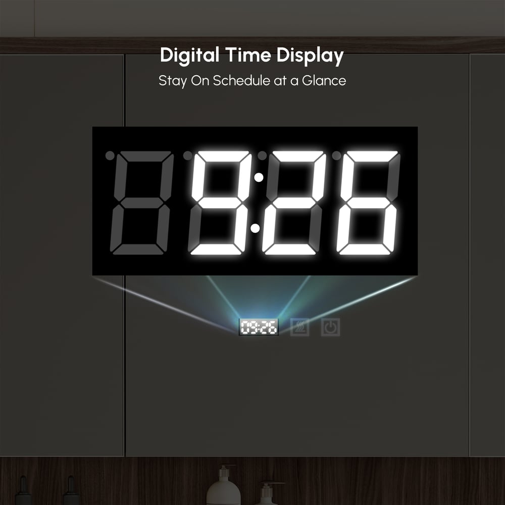 39" Walnut LED Medicine Cabinet with Adjustable Lighting, Demister and Digital Clock window image