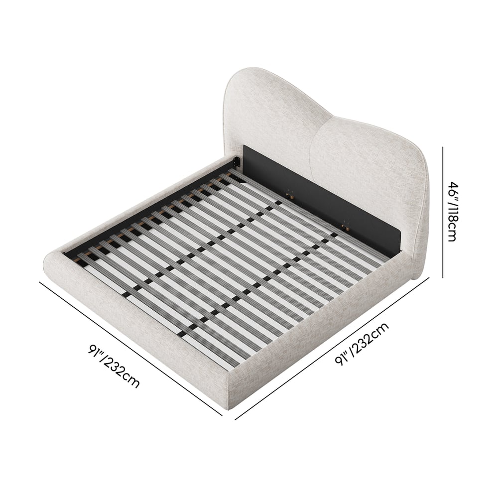 Modern King Size Chenille Upholstered Bed weights dimensions image