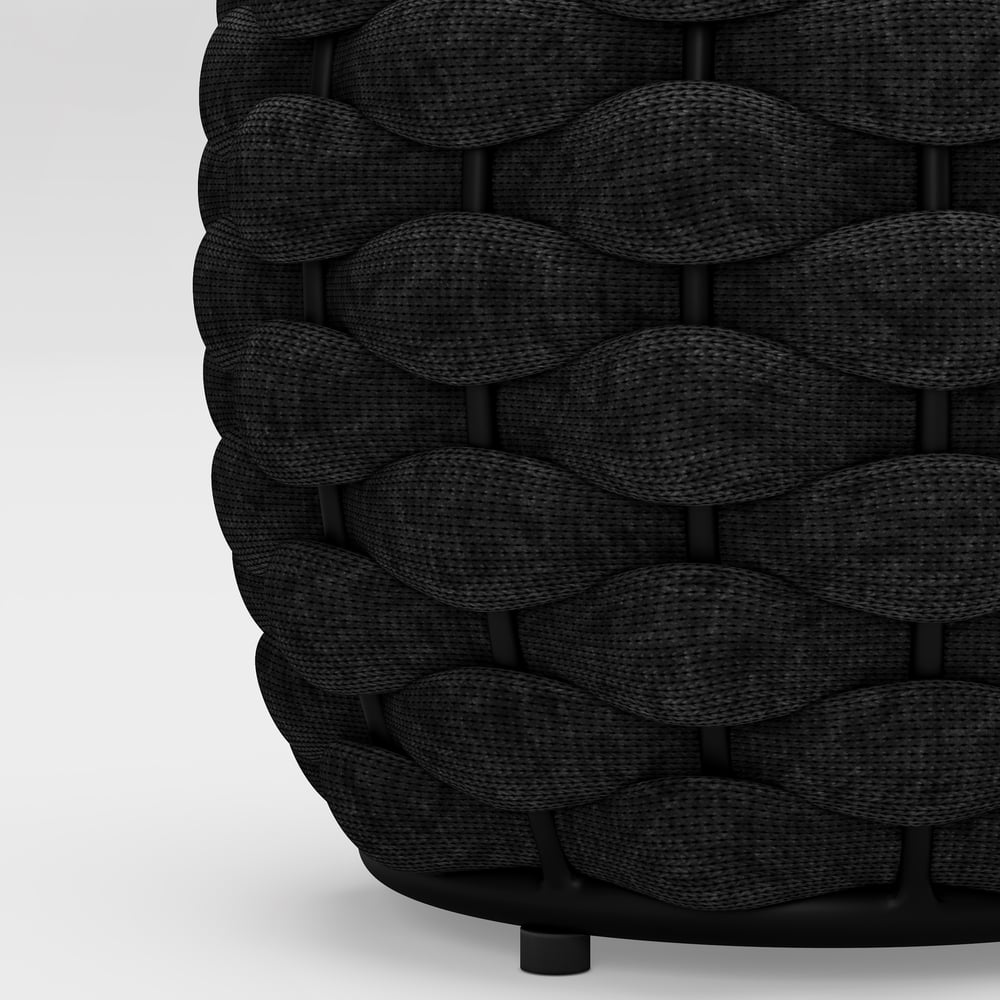 Cocaro Outdoor Rope-Woven Side Table with Storage & Slate Top in Dark Gray window image