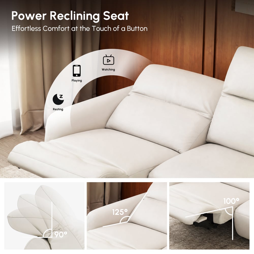 Canapé inclinable électrique en cuir véritable Curva de 85 pouces avec appuie-tête réglable image de fenêtre