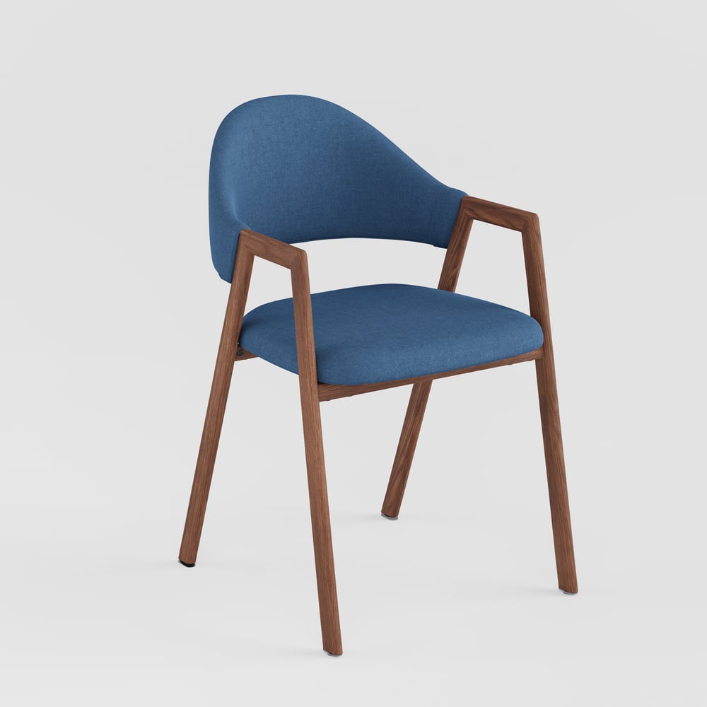 Modern Blue Linen Dining Chair with Upholstered, 2 Pieces window image