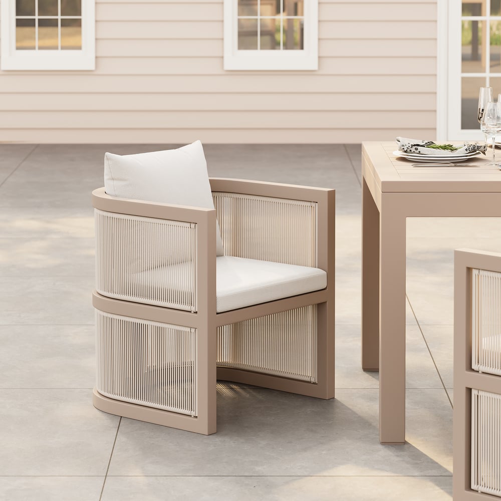 Wevara 7-Piece Outdoor Rope Weave Dining Set with 6 Chairs in Sand window image