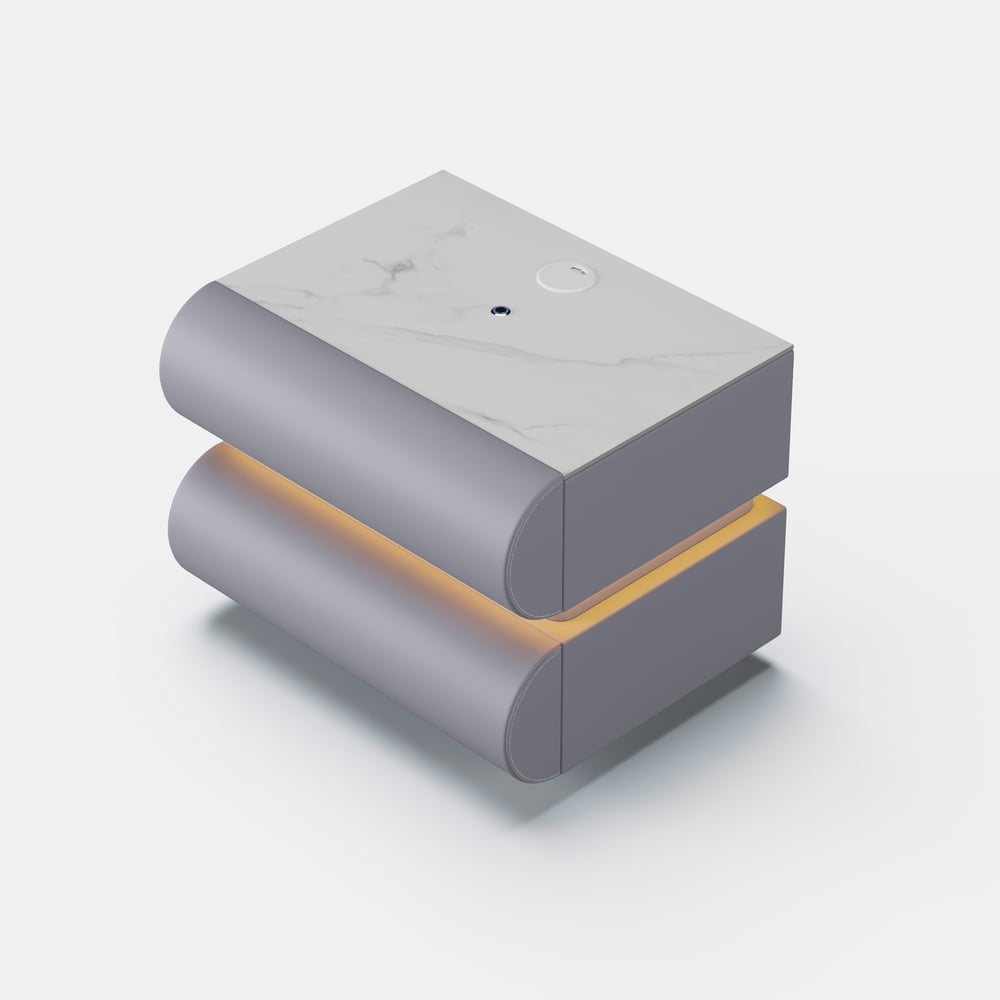 Humply Floating Leather 2-Drawer Smart LED Nightstand with Sintered Stone Top window image