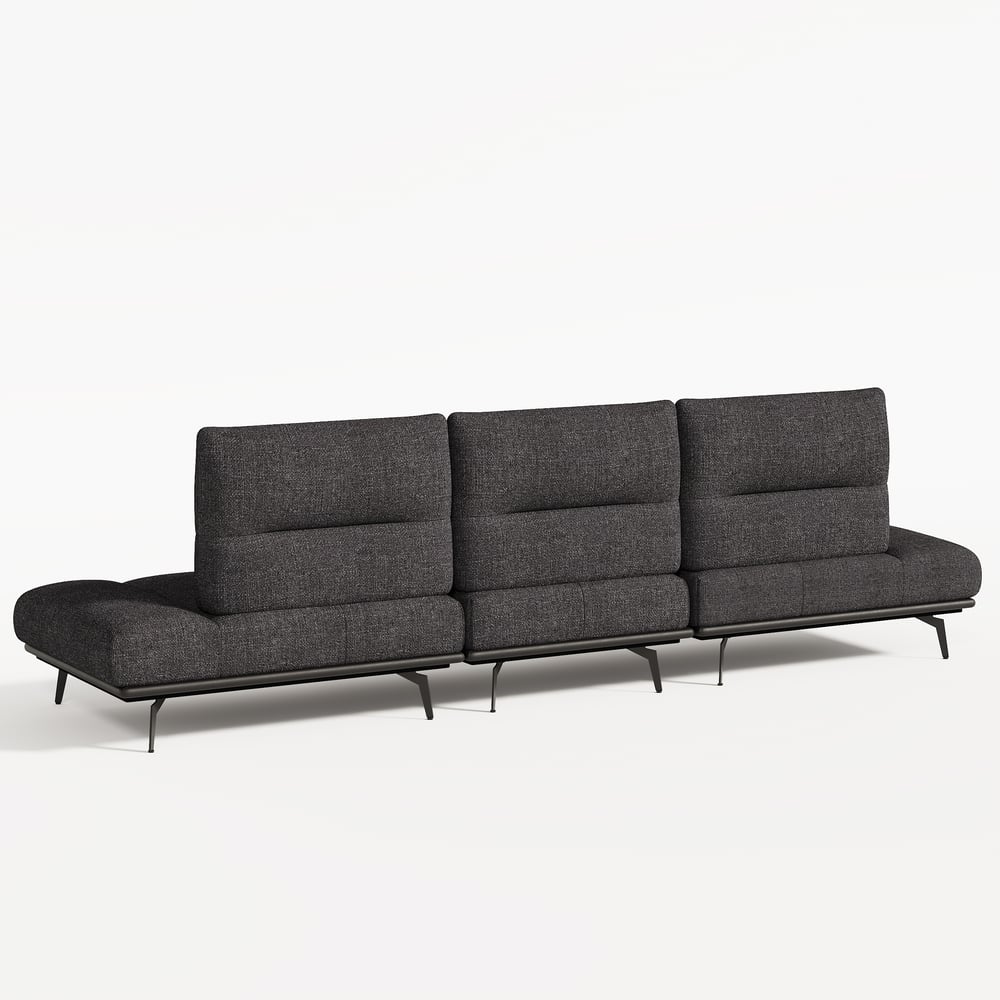 136" Yarn-Dyed Fabric and Faux Leather Reclining Sofa with Metal Legs window image