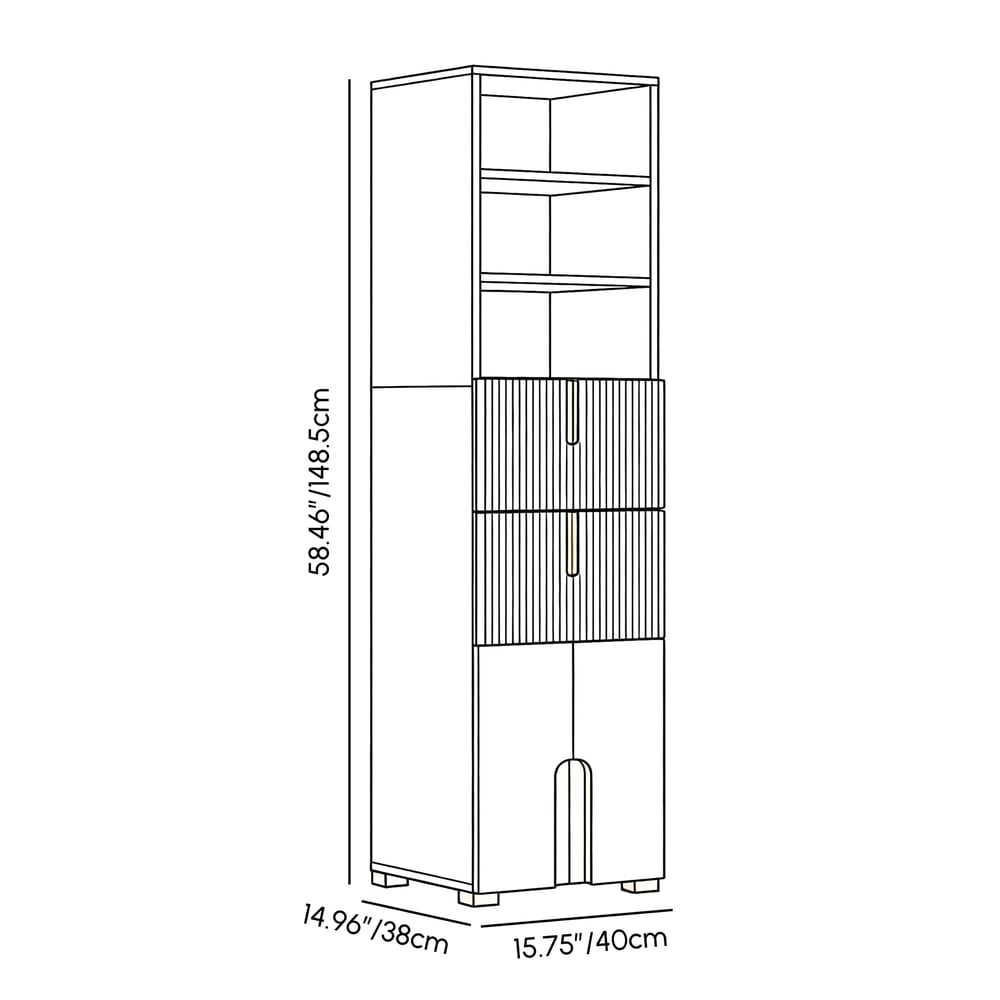 Artis 59" Bathroom Storage Cabinet – Freestanding Linen Tower with 2 Drawers & 2 Doors weights dimensions image