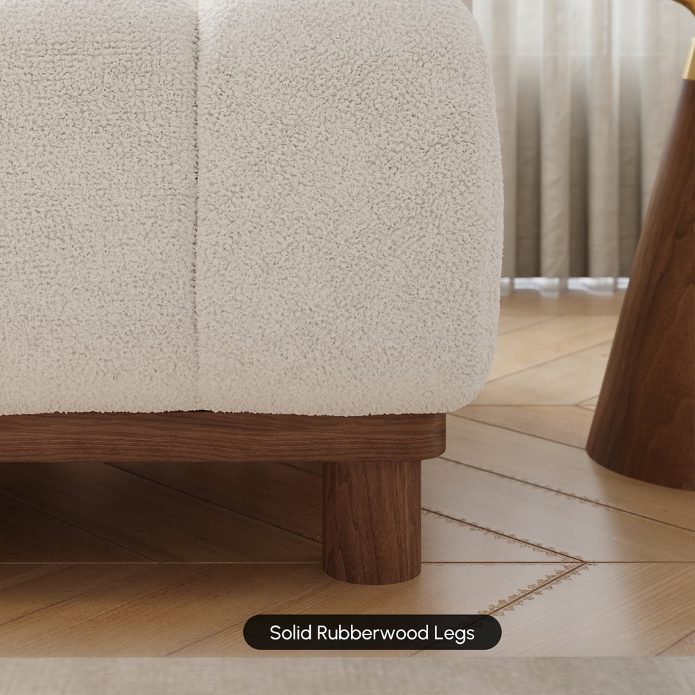 49" Boucle Lounge Accent Chair with Armrest and Wood Legs window image