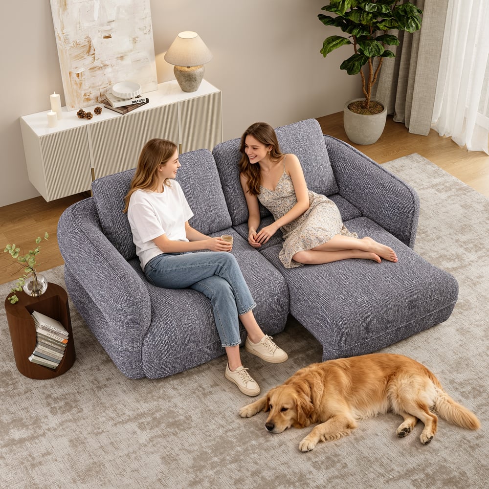 Modern 87" 2-Seater Chenille Power Convertible Sleeper Sofa with Remote Control window image