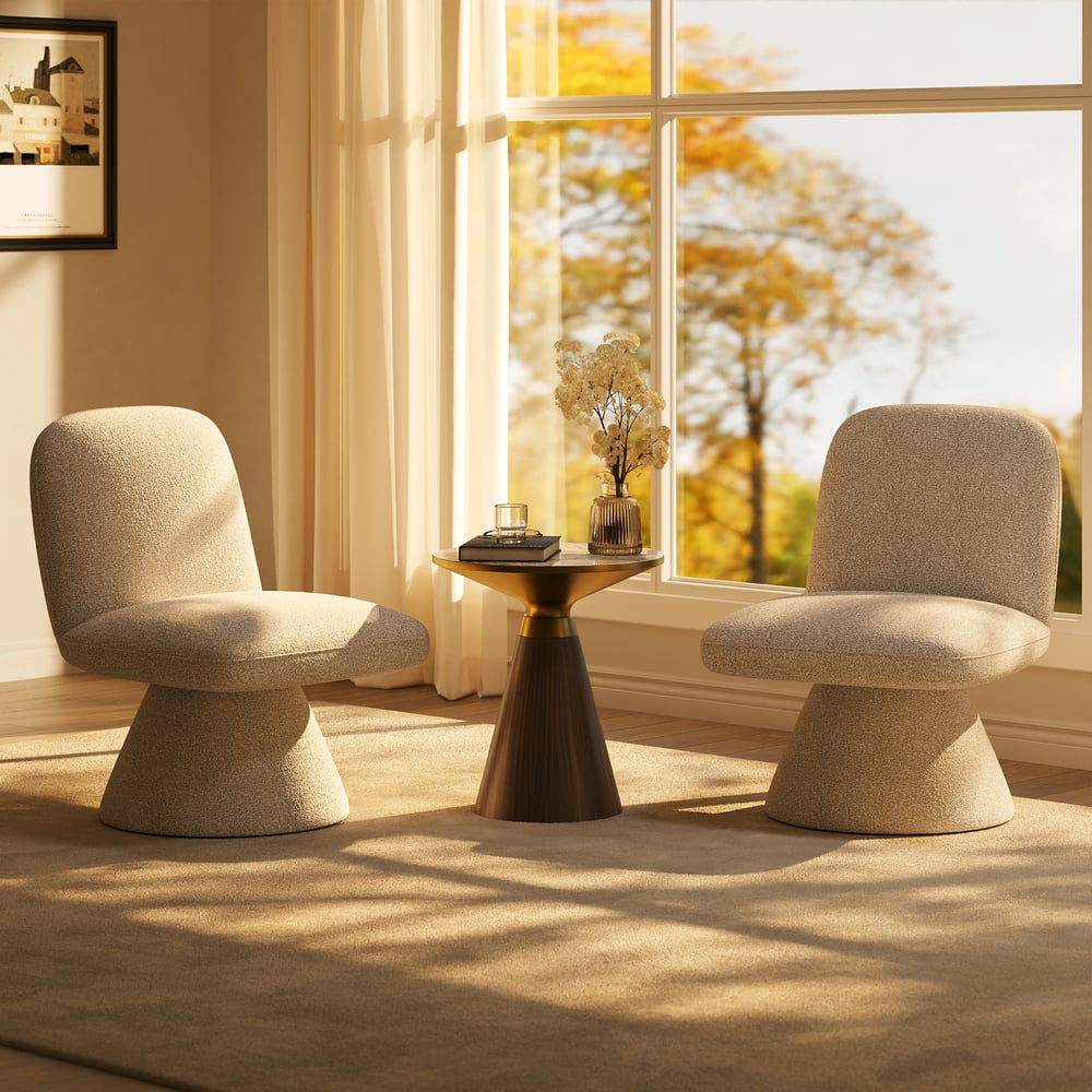 18" Performance Boucle Upholstered Swivel Slipper Accent Chair window image