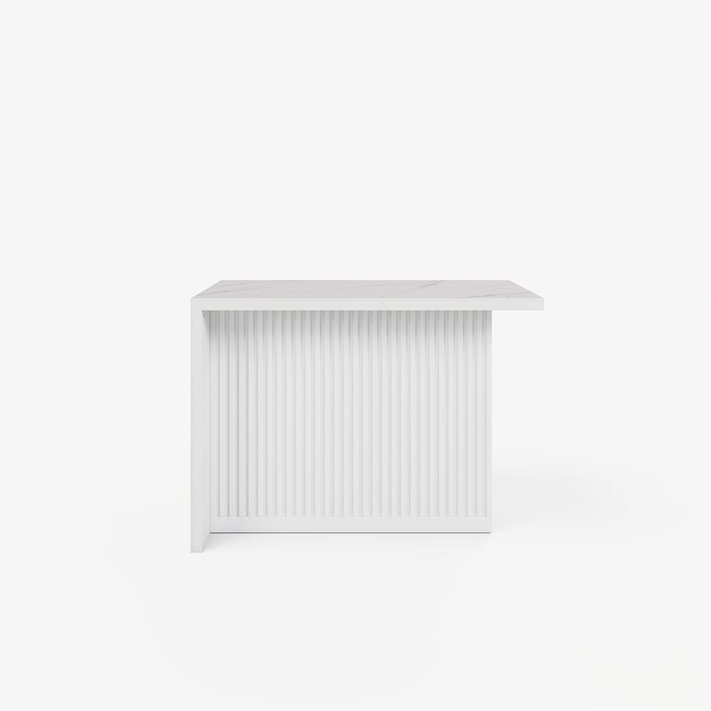 Modern 1270mm Glossy Sintered Stone Kitchen Island with Storage, White window image