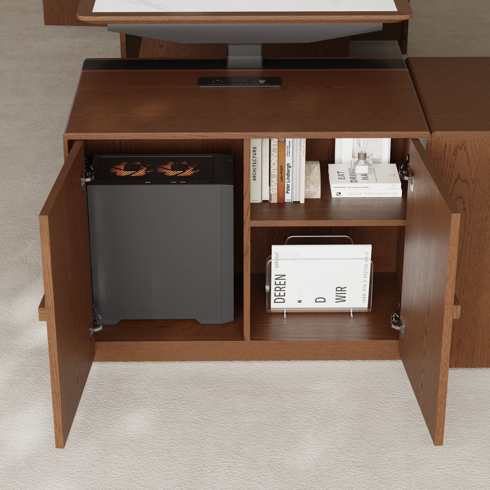 Modern 71" Modular Executive Standing Desk with Storage, Power Access & Memory Control window image