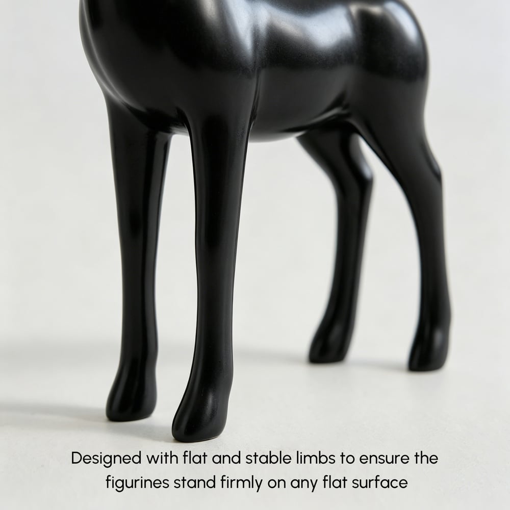 3PCS Black Deer Figurine with Decorative Plate Set Luxury Resin Animal Sculptures window image