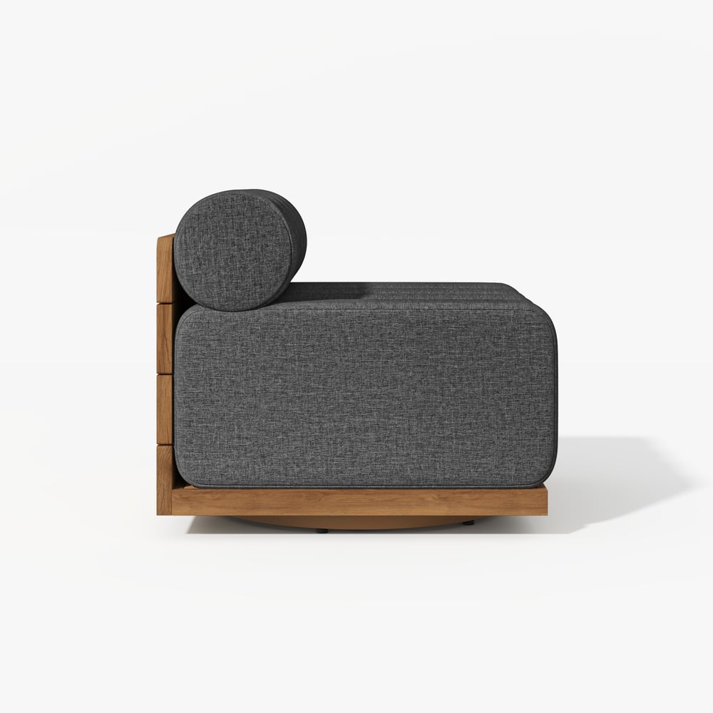 Resaro Teak Outdoor Swivel Chair Dark Gray window image
