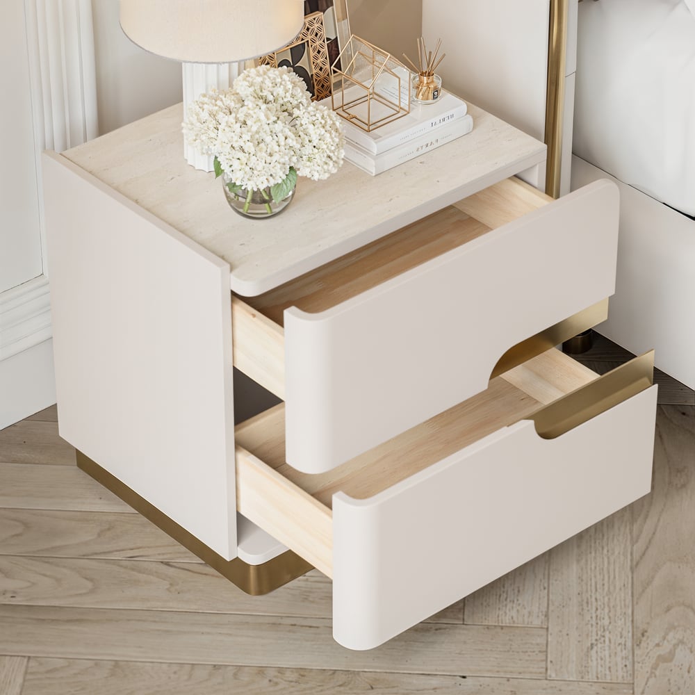 20" Smart 2-Drawer Nightstand with Sintered Stone Top & Charging Station window image