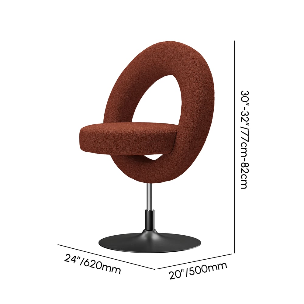 Tabouret de vanité réglable moderne en bouclé rouille avec dossier Poids, dimensions, image