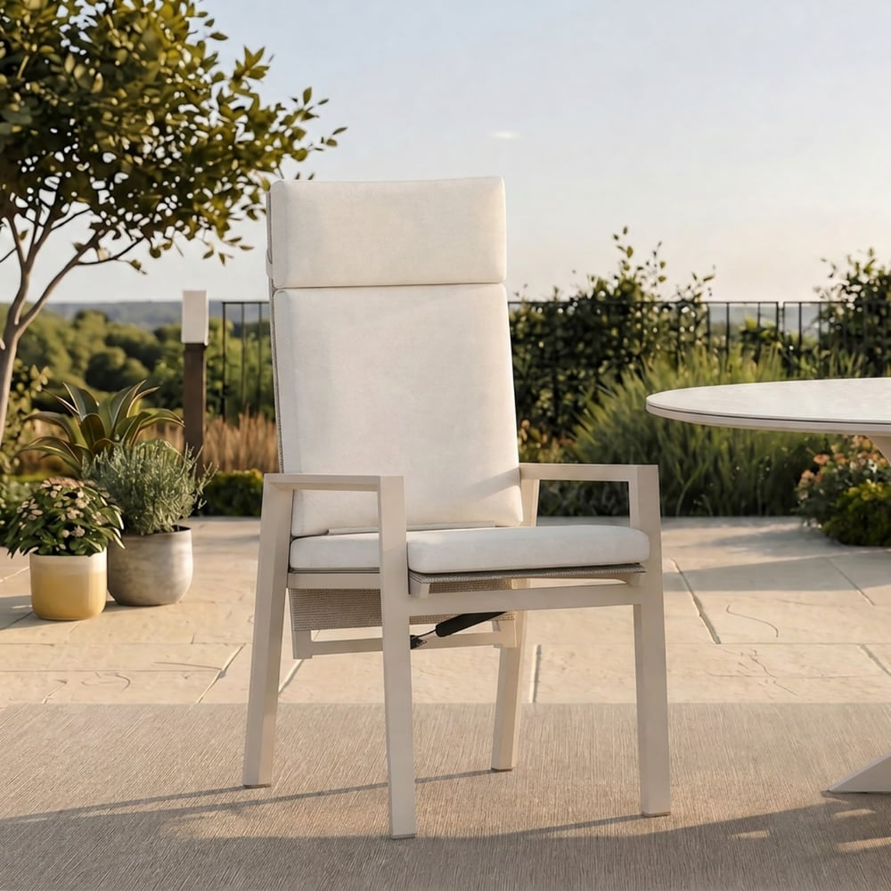 Outdoor Aluminium Reclining Dining Chairs in Sand, Set of 2 window image