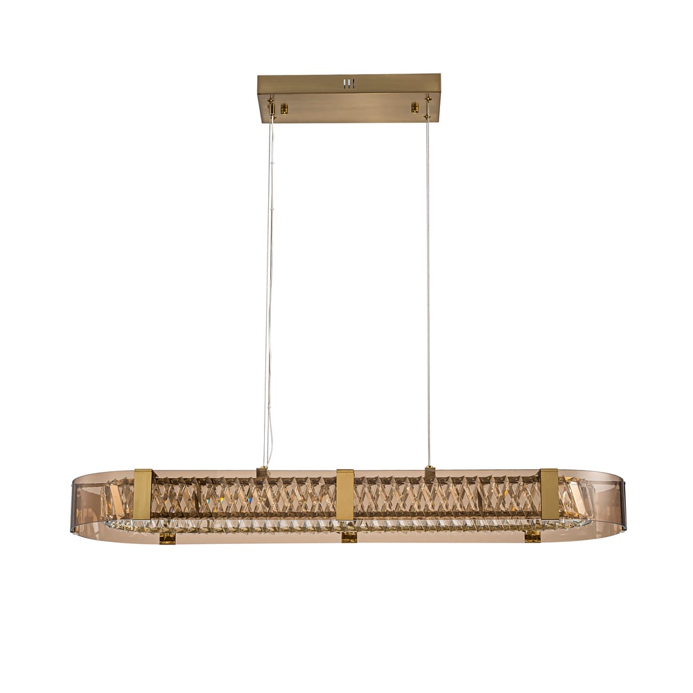 Linear Crystal Kitchen Island Pendant Light with Remote, 3-CCT Dimmable LED window image
