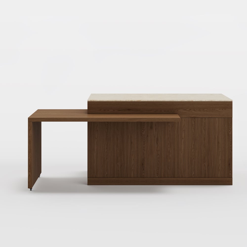 81''-106" Extendable Matte Sintered Stone Kitchen Island with Storage, Walnut window image