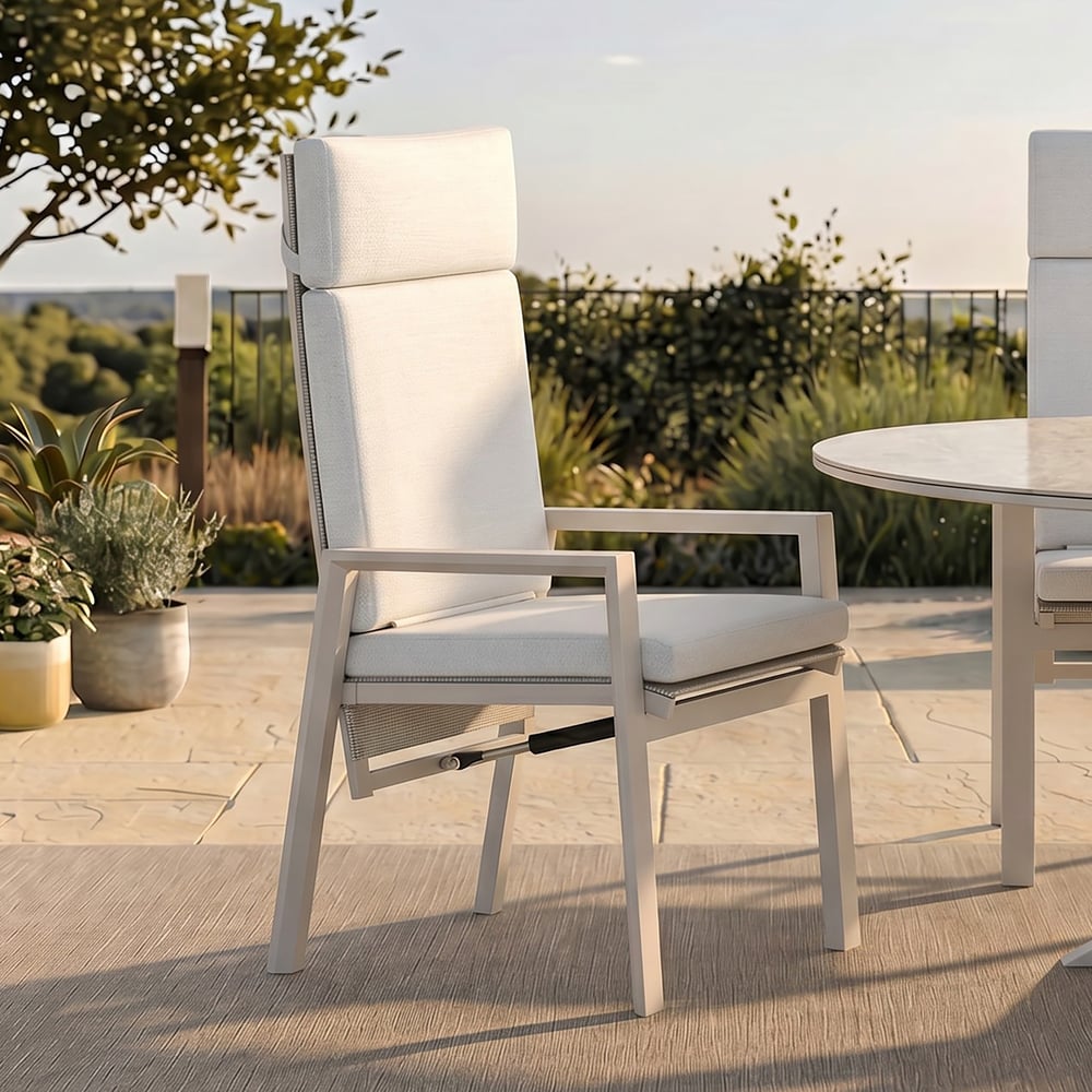 Outdoor Aluminium Reclining Dining Chairs in Sand, Set of 2 window image